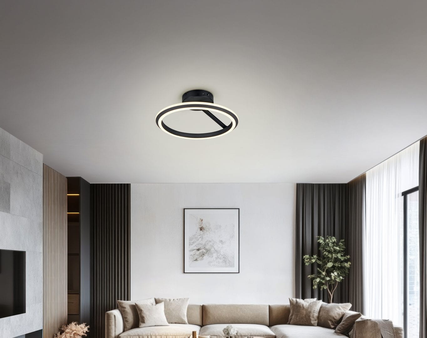 AMADOR 635510132 lampa sufitowa czarna ring fi 45cm LED 34W CCT 3stepDIM