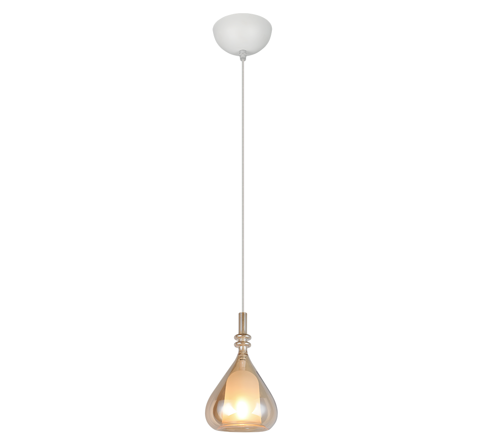 ALDEA 349400113 lampa wisząca klosz szkło bursztynowe 1xE14 białe wykończenie