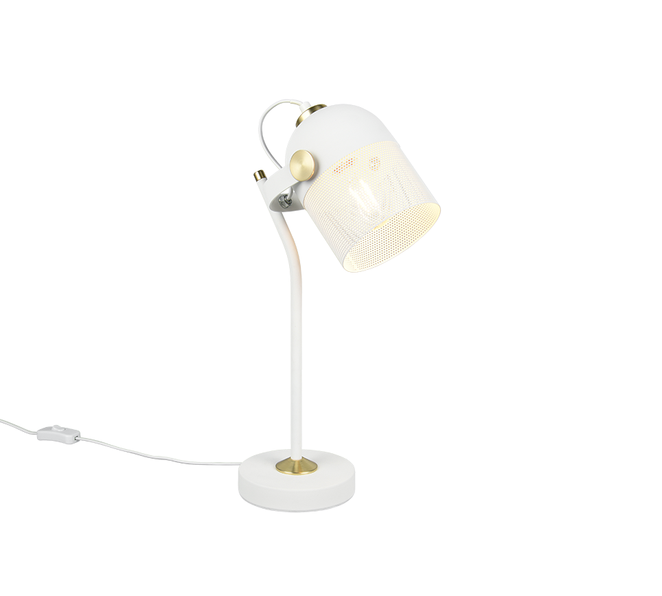 Trio MIXA 548200131 lampa biurkowa biała z dodatkiem złota regulowana E27