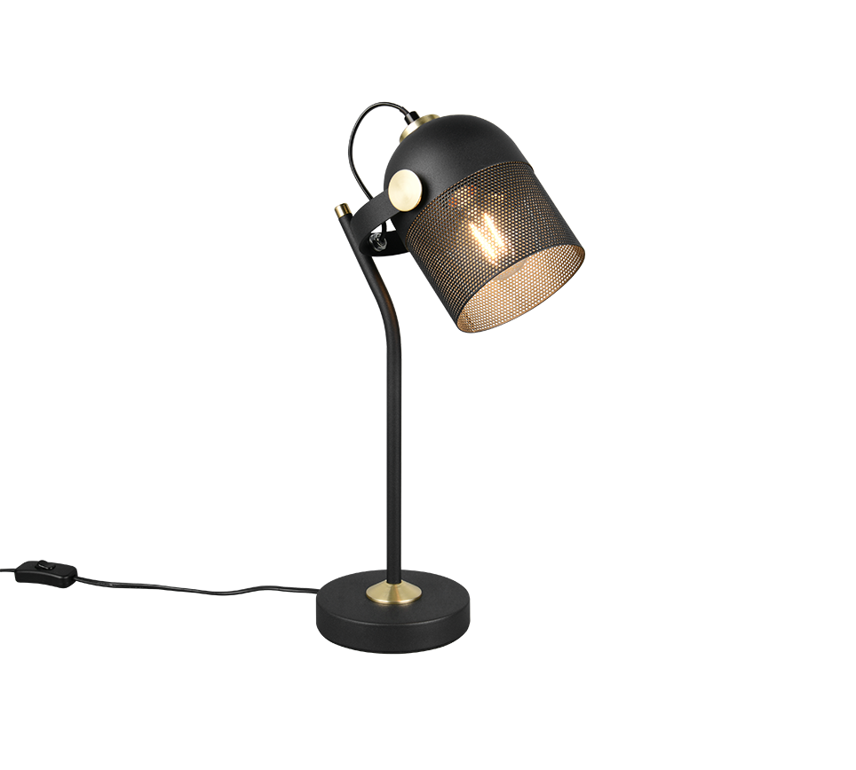 Trio MIXA 548200132 lampa biurkowa czarna z dodatkiem złota regulowana E27