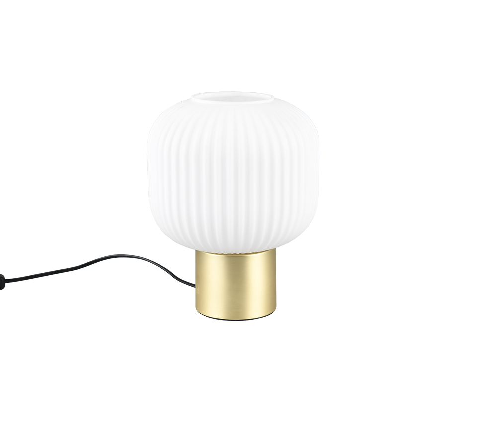 Trio DIVA 519800108 lampa stołowa złota podstawa biały ryflowany klosz 1xE27