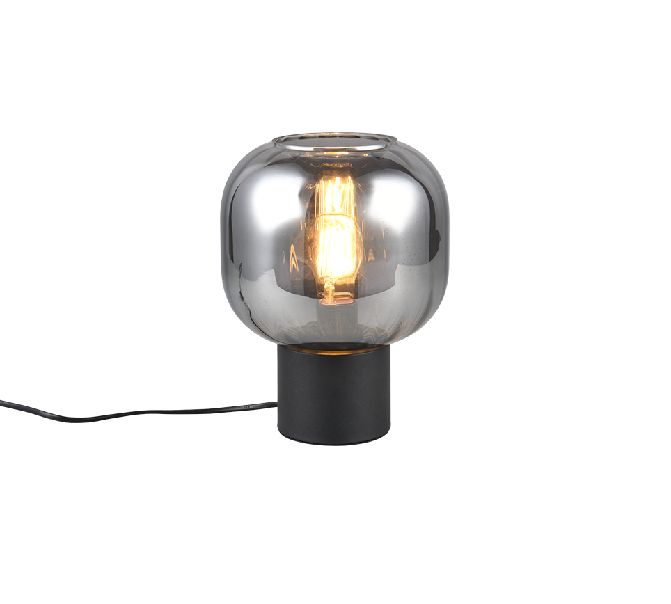 Trio DIVA 519800132 lampa stołowa czarna podstawa dymiony klosz 1xE27