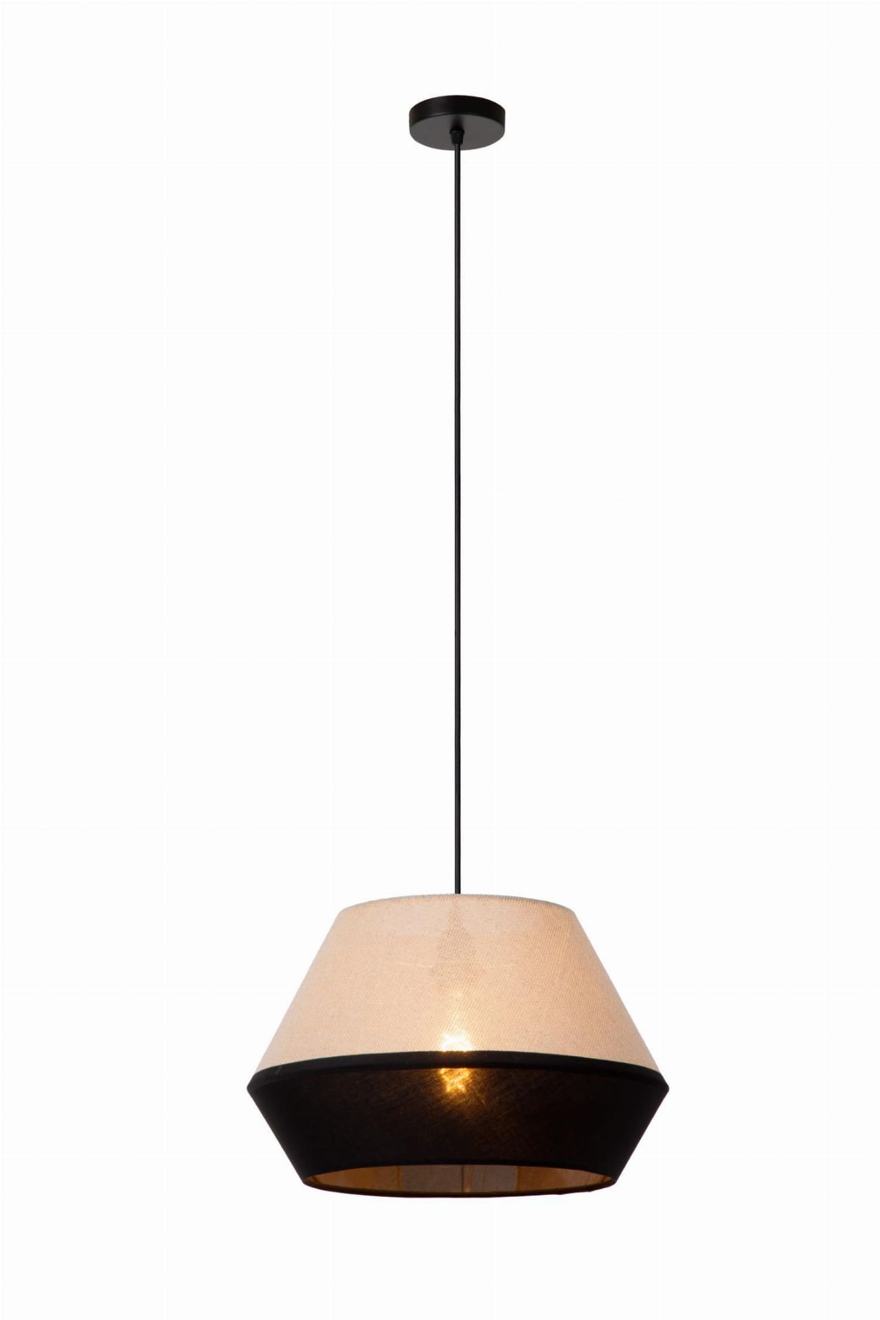 KALA 06424/01/73 lampa wisząca z abażurem beżowo-czarny fi 40cm 1xE27