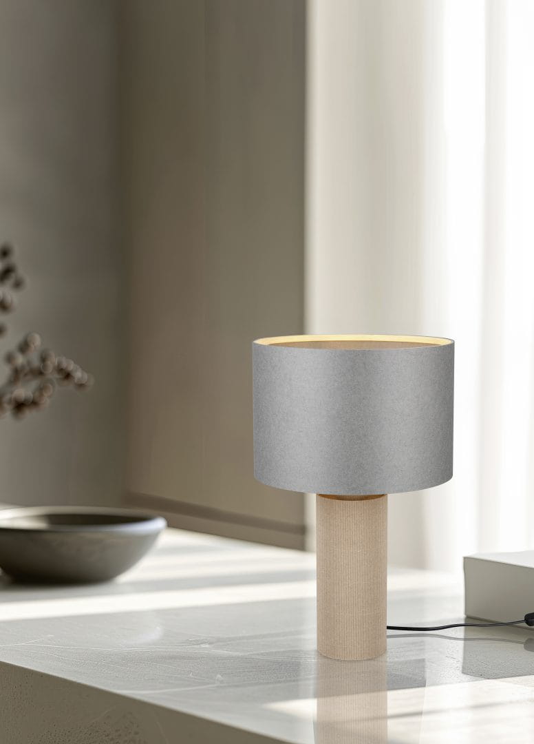 Trio CANIO 568190111 wysoka lampa stołowa wykonana z papieru / kartonu abażur szary fi 30cm 1xE27