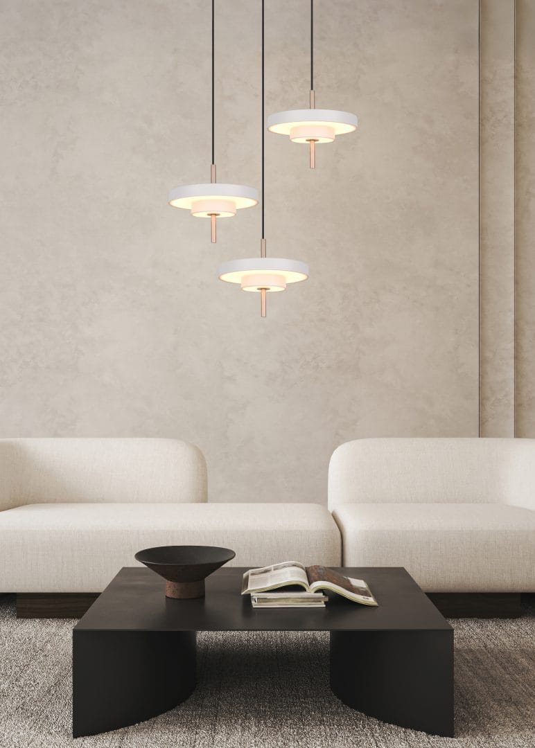 KEATON 340230376 lampa wisząca kaskada LED 3x10W CCT 3stepDim wykończenie ciepły szary / kawowy