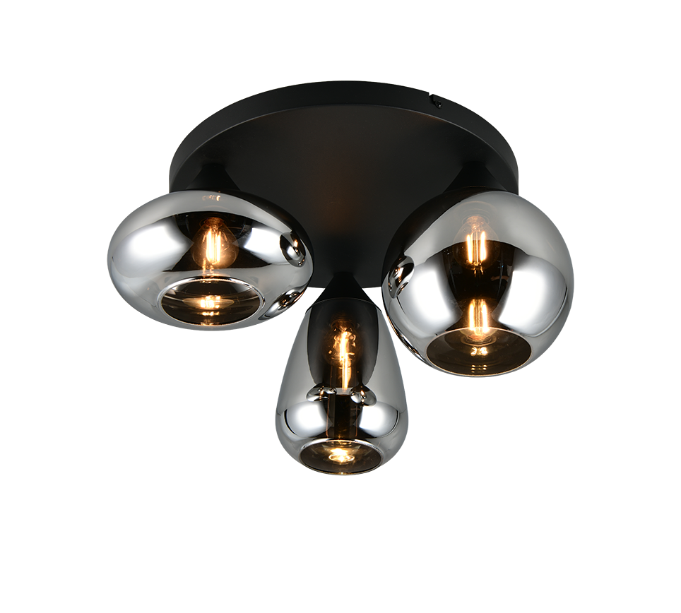 LUMINA 617030332 czarna lampa sufitowa różne klosze ze szkła chromowanego 3xE14