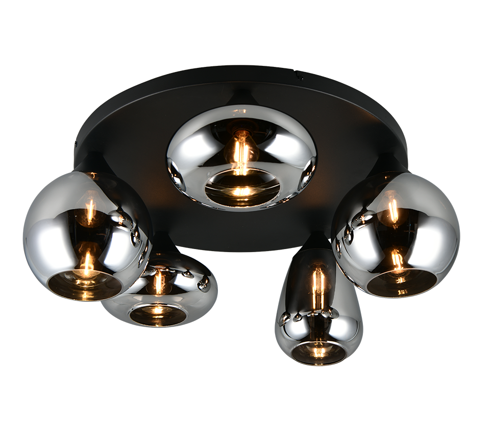 LUMINA 617030532 czarna lampa sufitowa różne klosze ze szkła chromowanego 5xE14