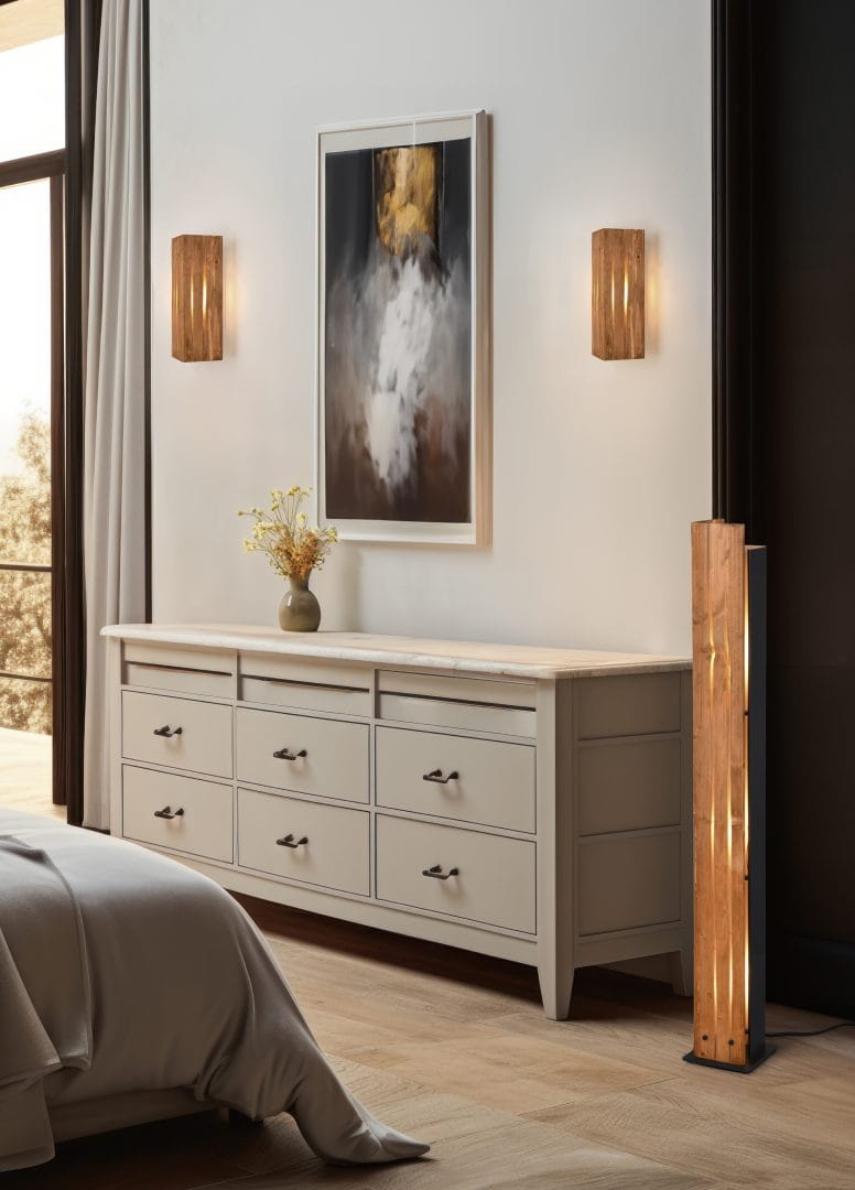 Trio KARUNI 463300330 lampa stojąca z naturalnego drewna 3xE27 wykończenie czarne