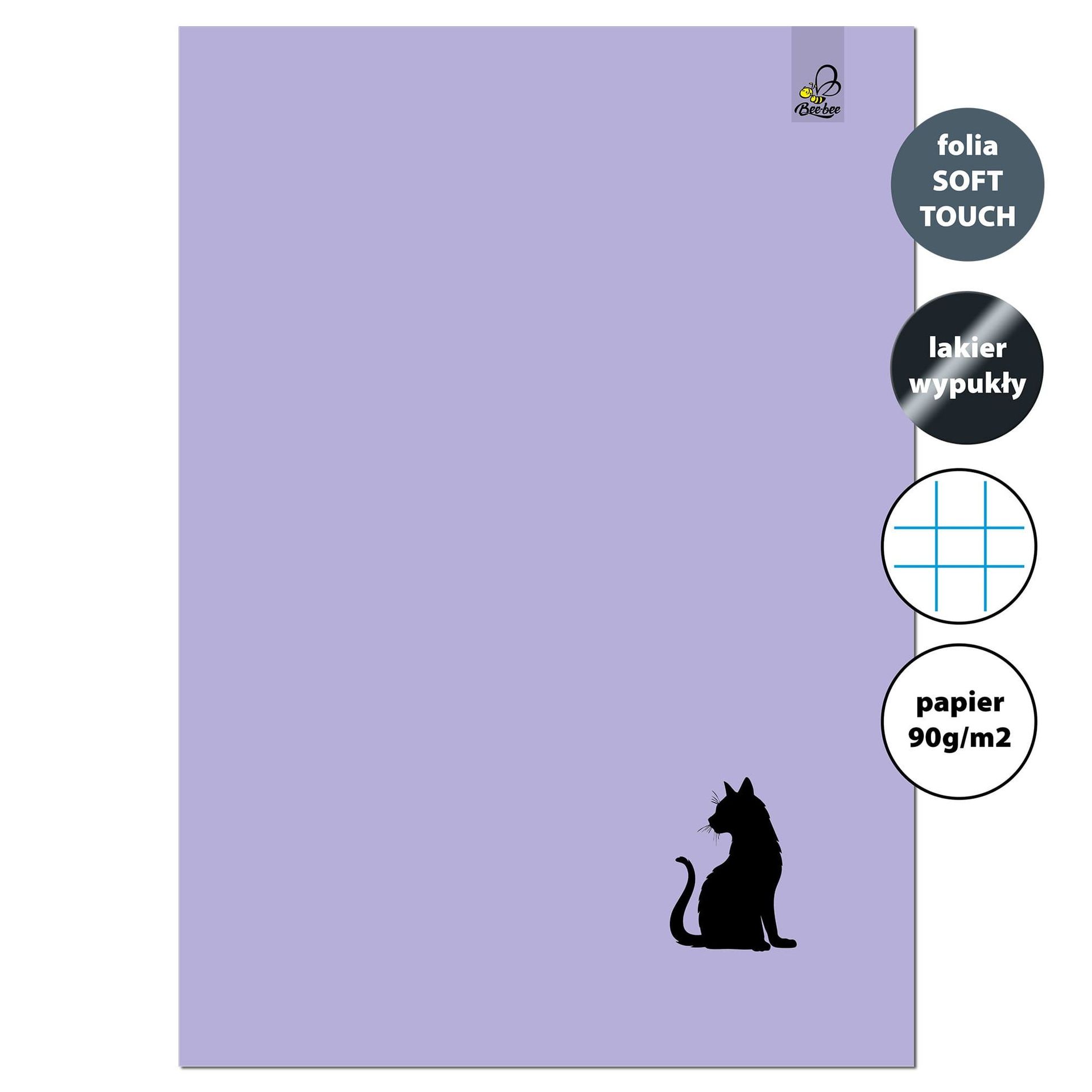 EV-Corp Zeszyt A4 32 kartki w kratkę 90g Kot fioletowy - zeszyt