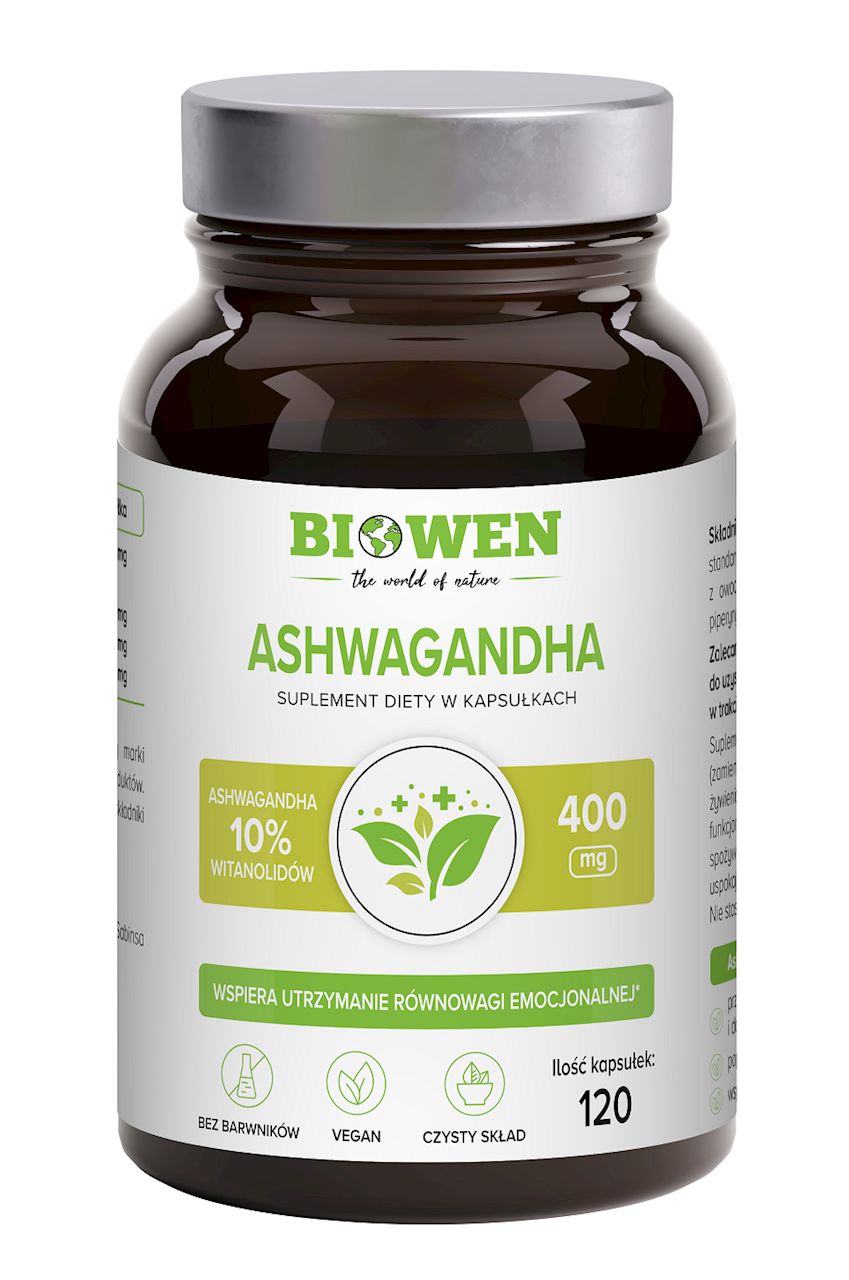 Biowen Ashwagandha ekstrakt (400 mg) Suplement diety 120 kaps. - suplement