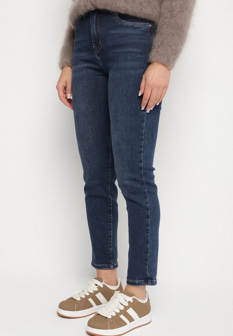 Niebieskie Klasyczne Jeansy Skinny z Regularnym Stanem Rastina