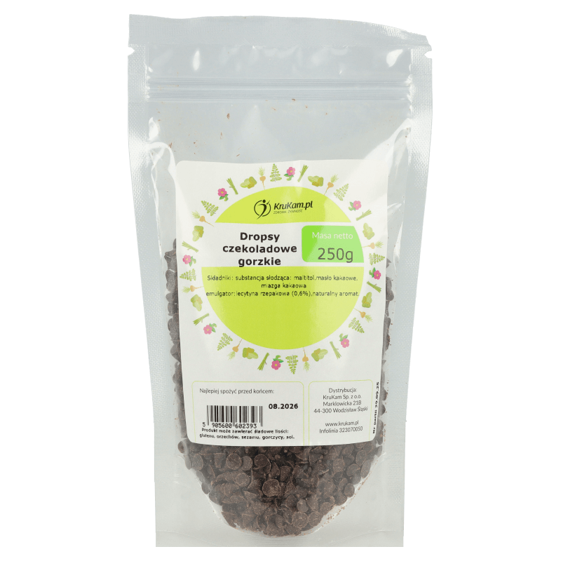 Dropsy czekoladowe gorzkie bez dodatku cukru 250 g