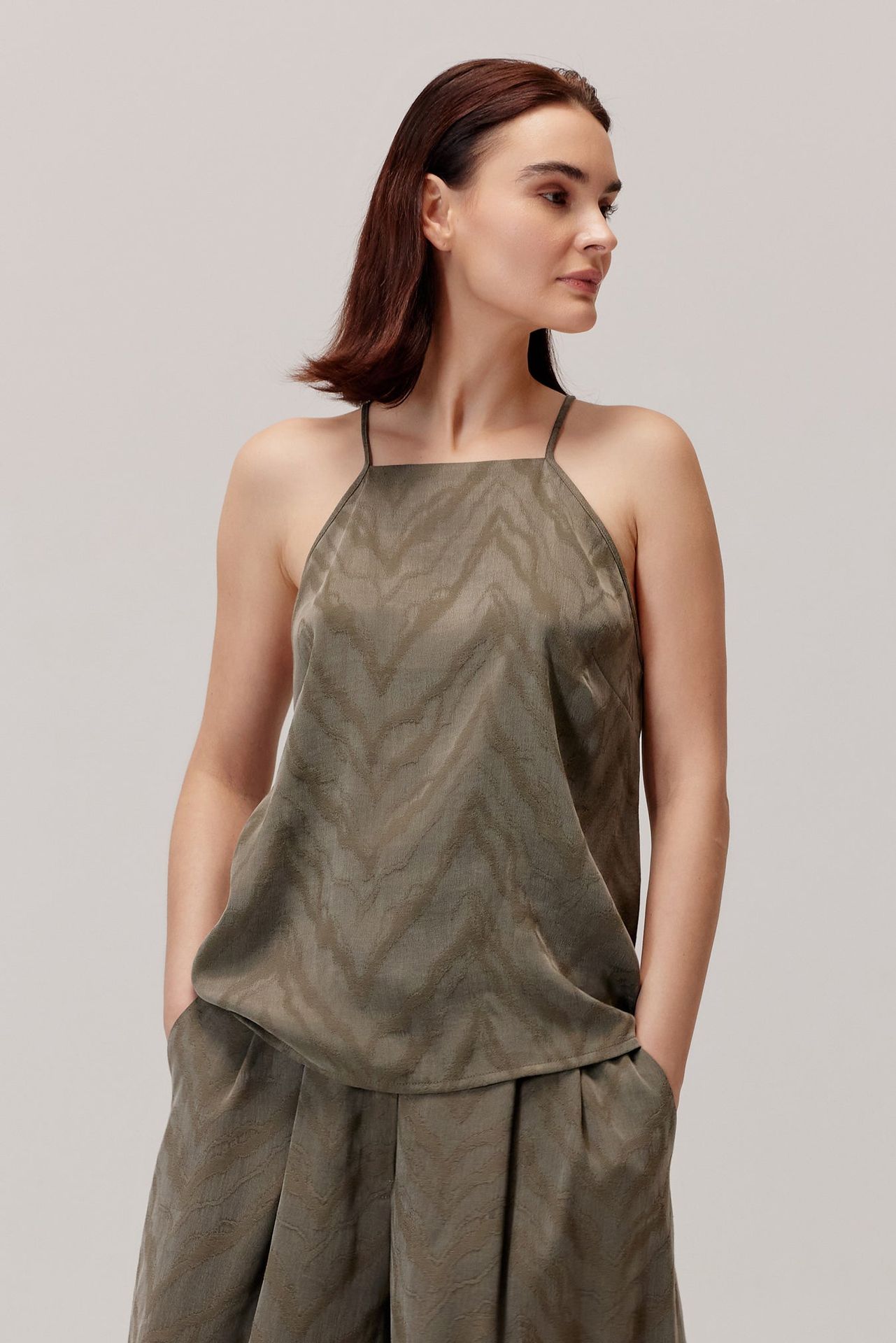 Top z wiskozą i lyocellem Flam oliwkowy