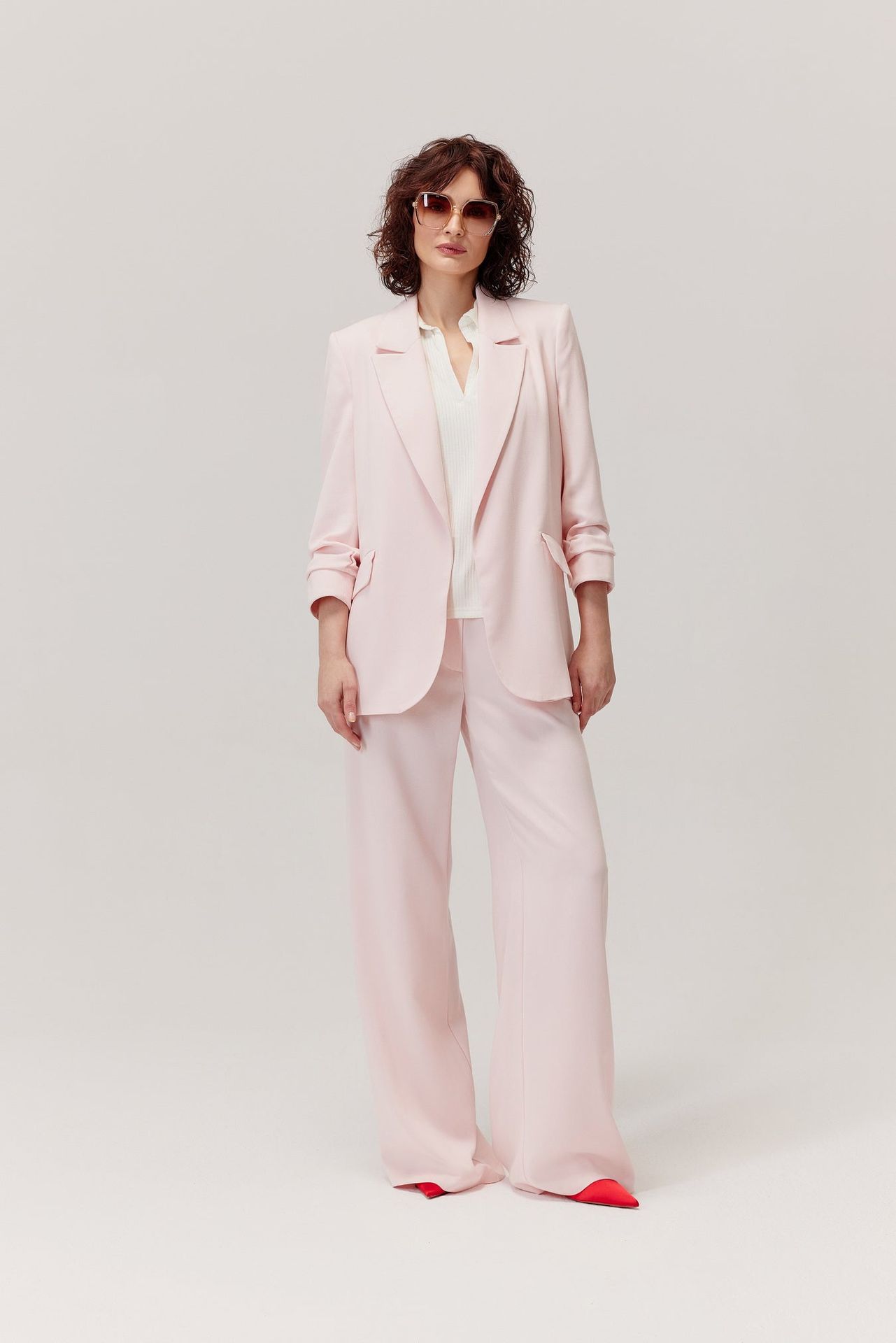 Żakiet z lyocellu Bono pudrowy róż