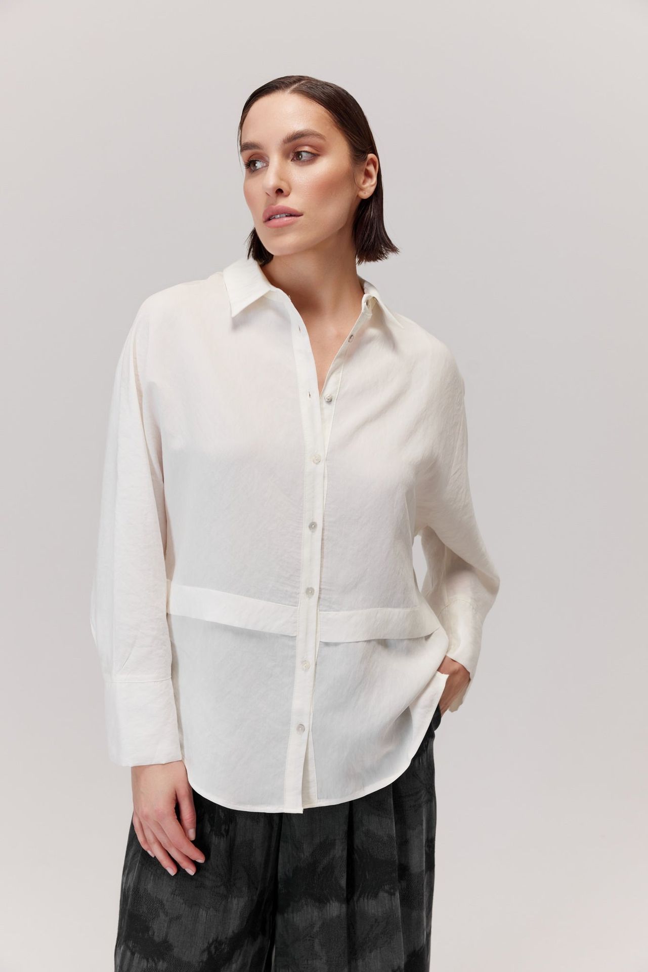 Koszula z wiskozy Rina ecru