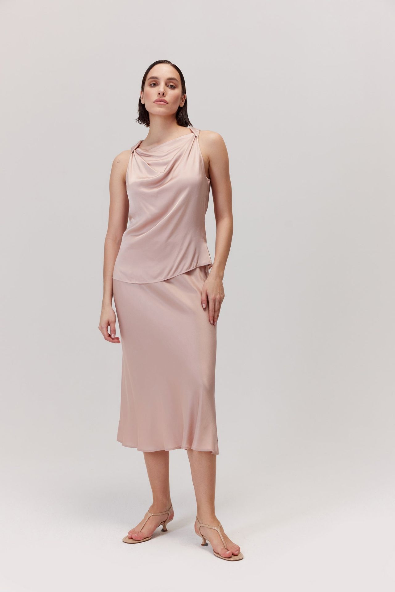 Spódnica w długości midi Naya pudrowy róż