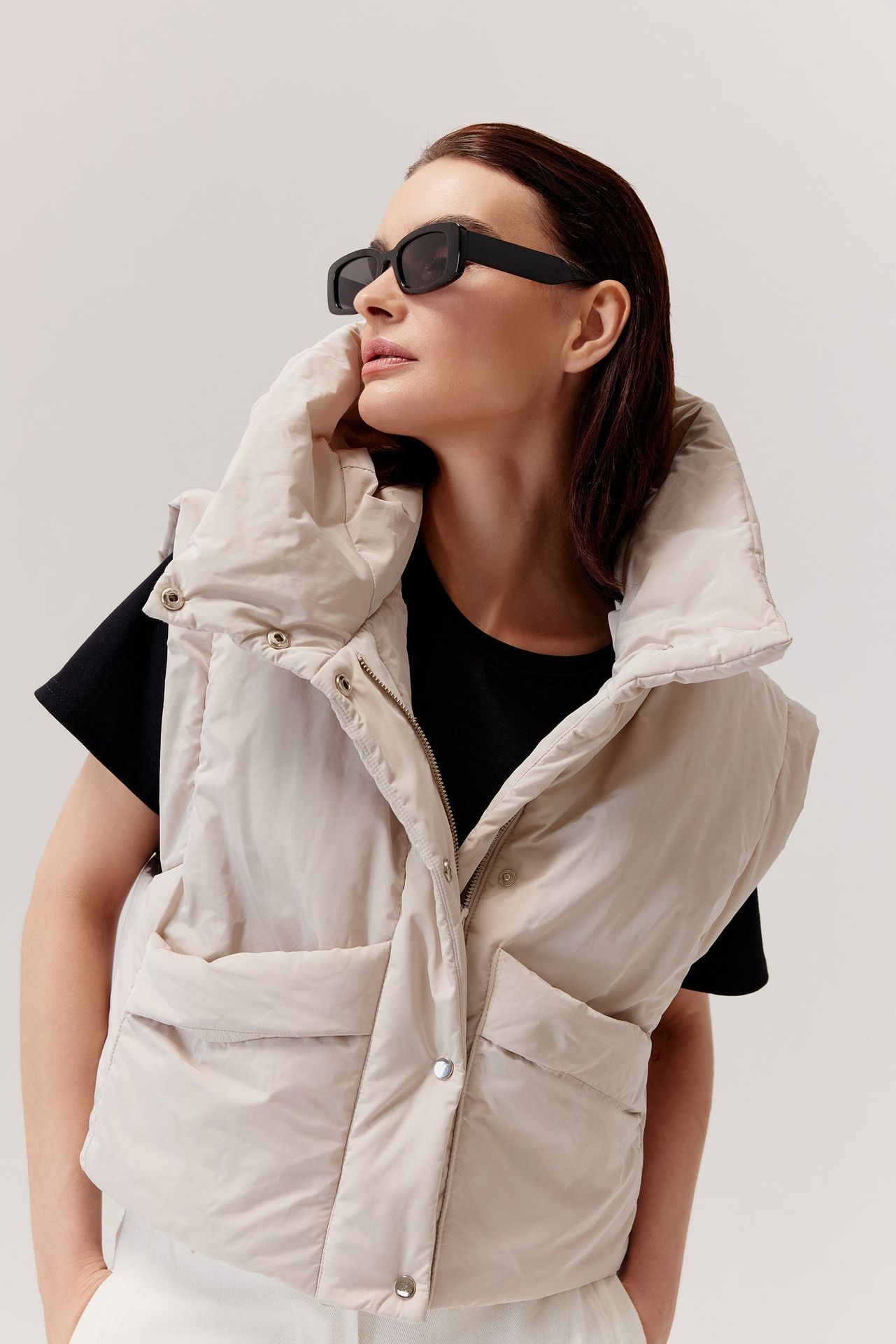 Kamizelka z kapturem Pixi beżowa