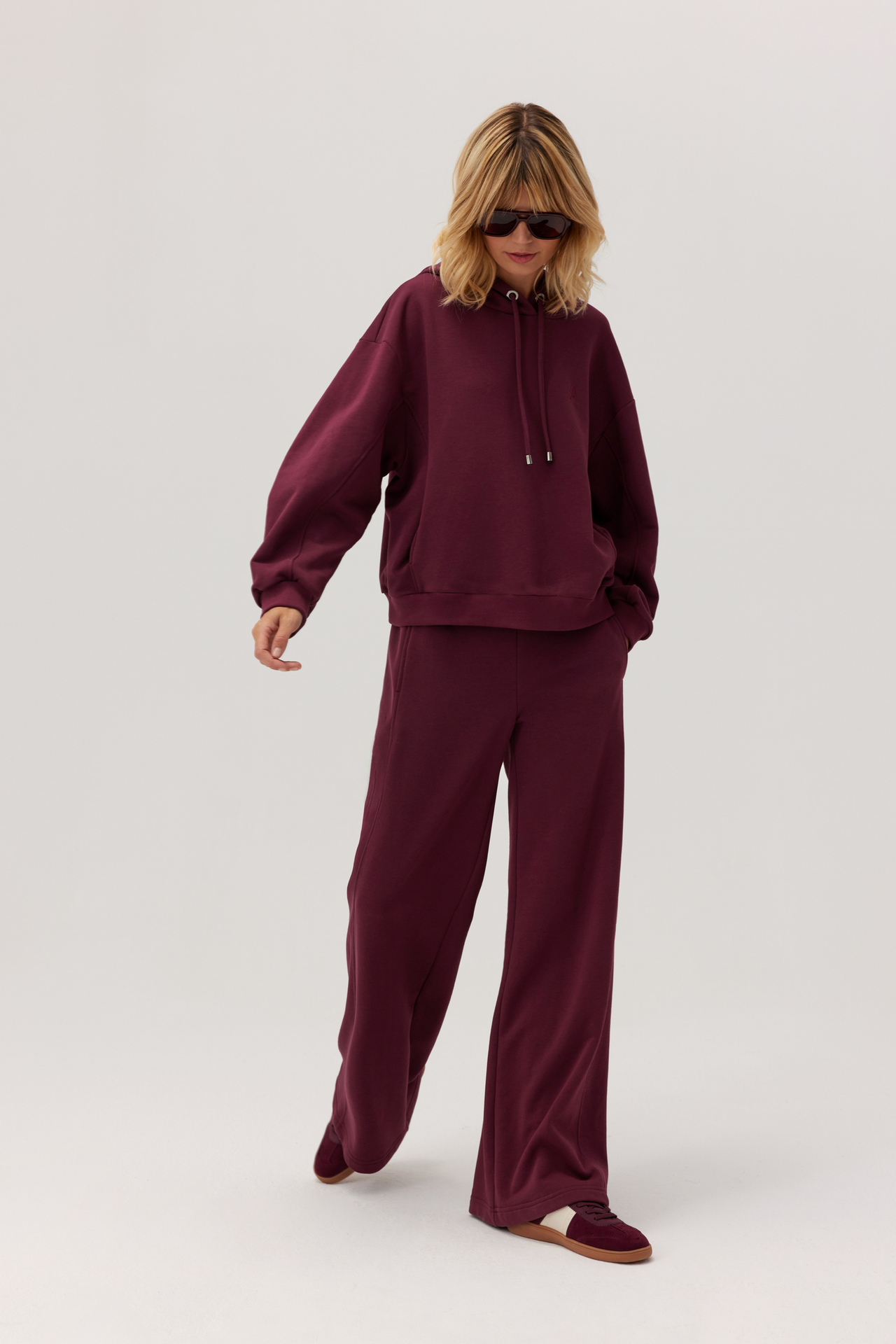 Spodnie bawełniane Kandu burgudnowe