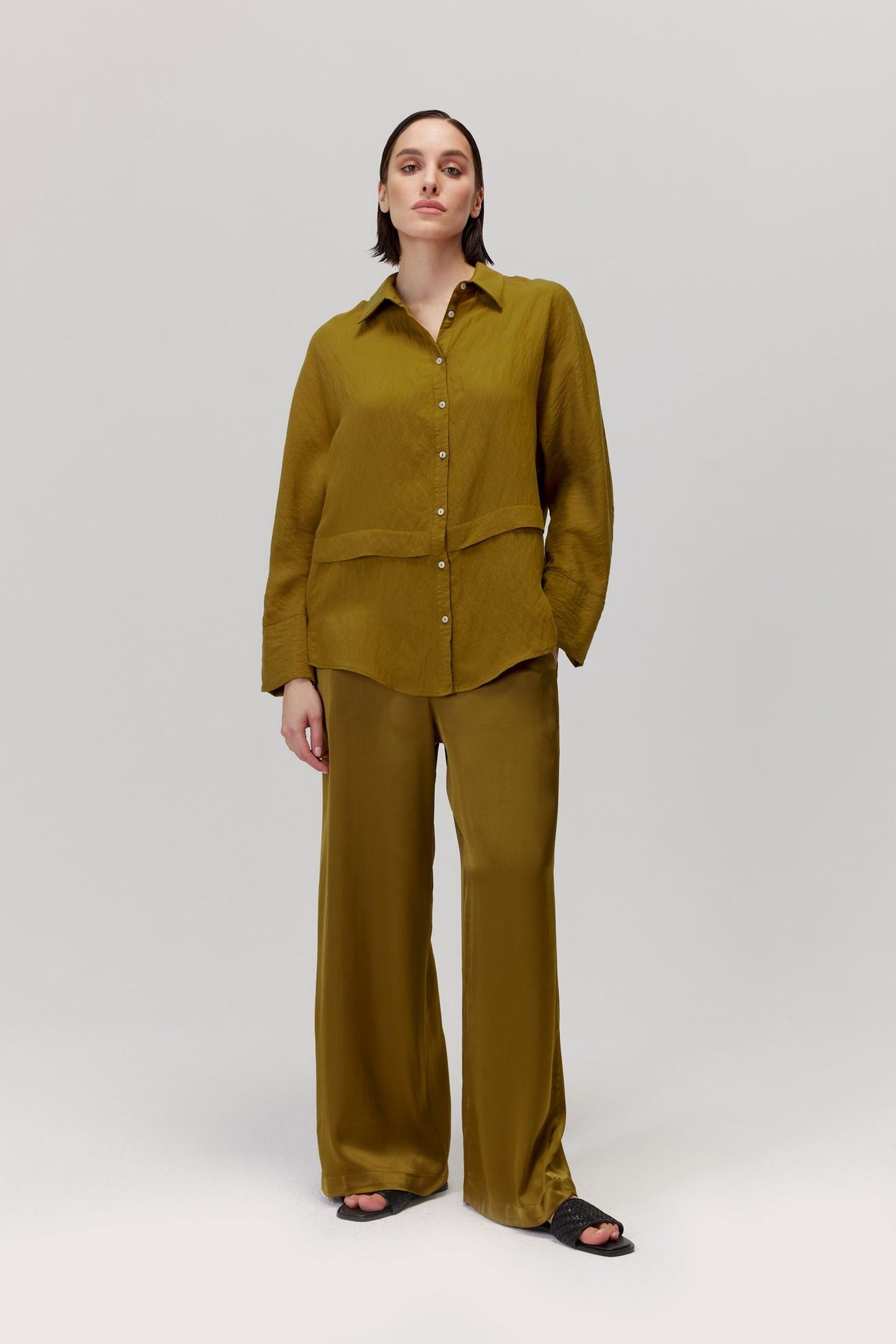 Spodnie wiskozowe Ambro musztardowe