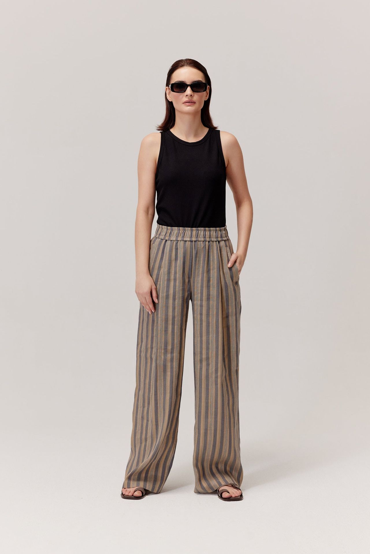 Spodnie lniane w paski Nebo