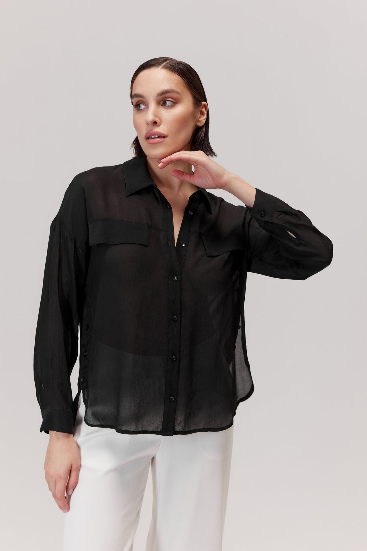 Koszula wiskozowa Side czarna