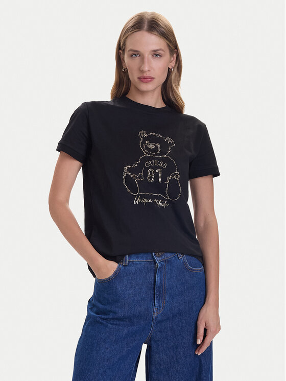 Guess T-Shirt V5BI16 K8FQ4 Czarny Regular Fit