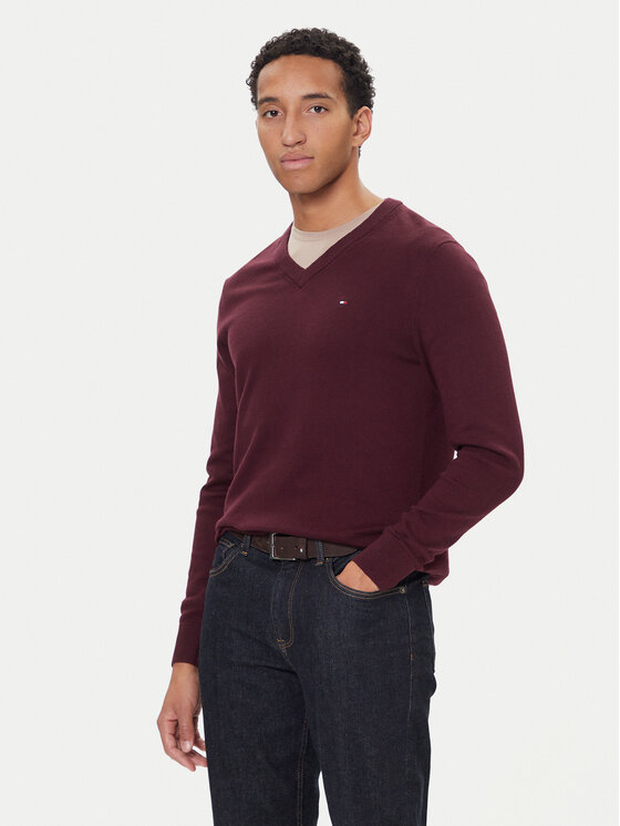 Tommy Hilfiger Sweter MW0MW28047 Bordowy Regular Fit