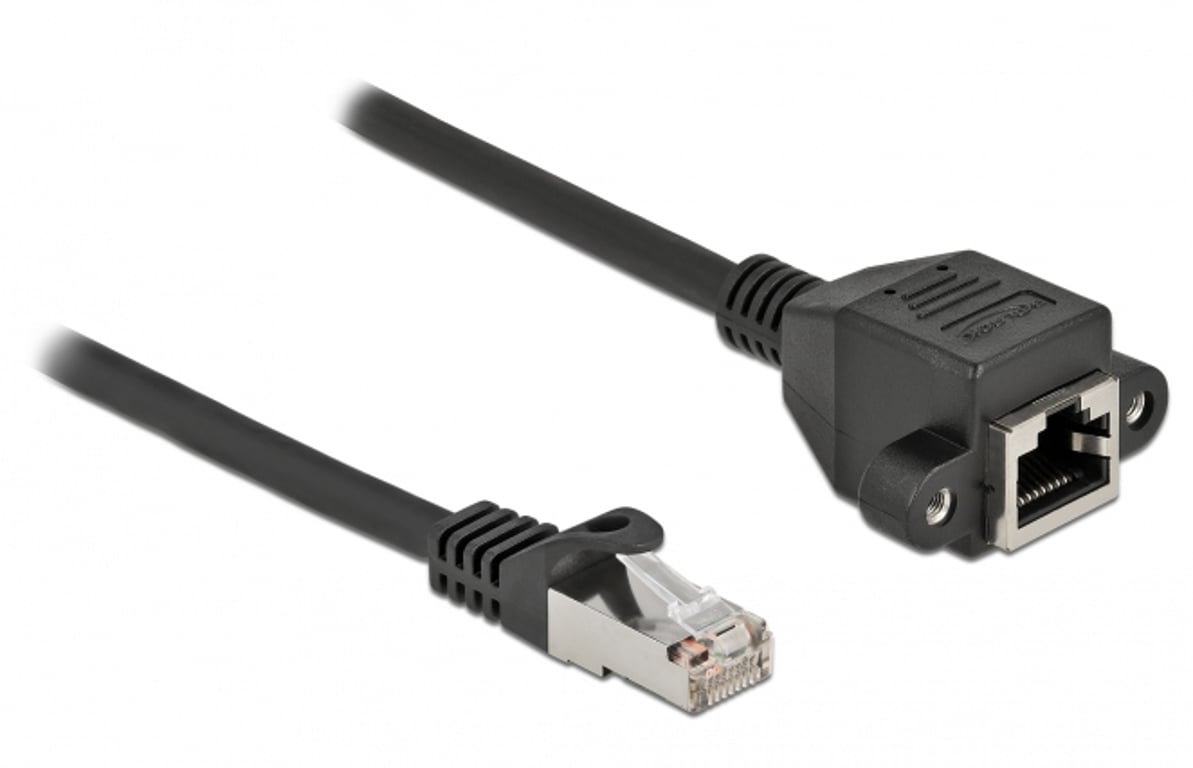 DeLOCK Przedłużacz kabla sieciowego S/FTP RJ45 męski do RJ45 żeński Cat.6A 25 cm czarny 86998