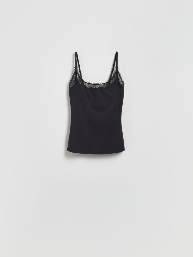 Reserved - Top z koronką - czarny