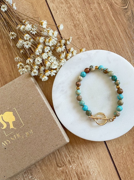 Bransoletka z jaspisu cesarskiego z zapięciem toggle