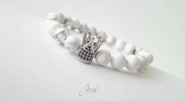 Bransoletka SILVER CROWN + czarne cyrkonie