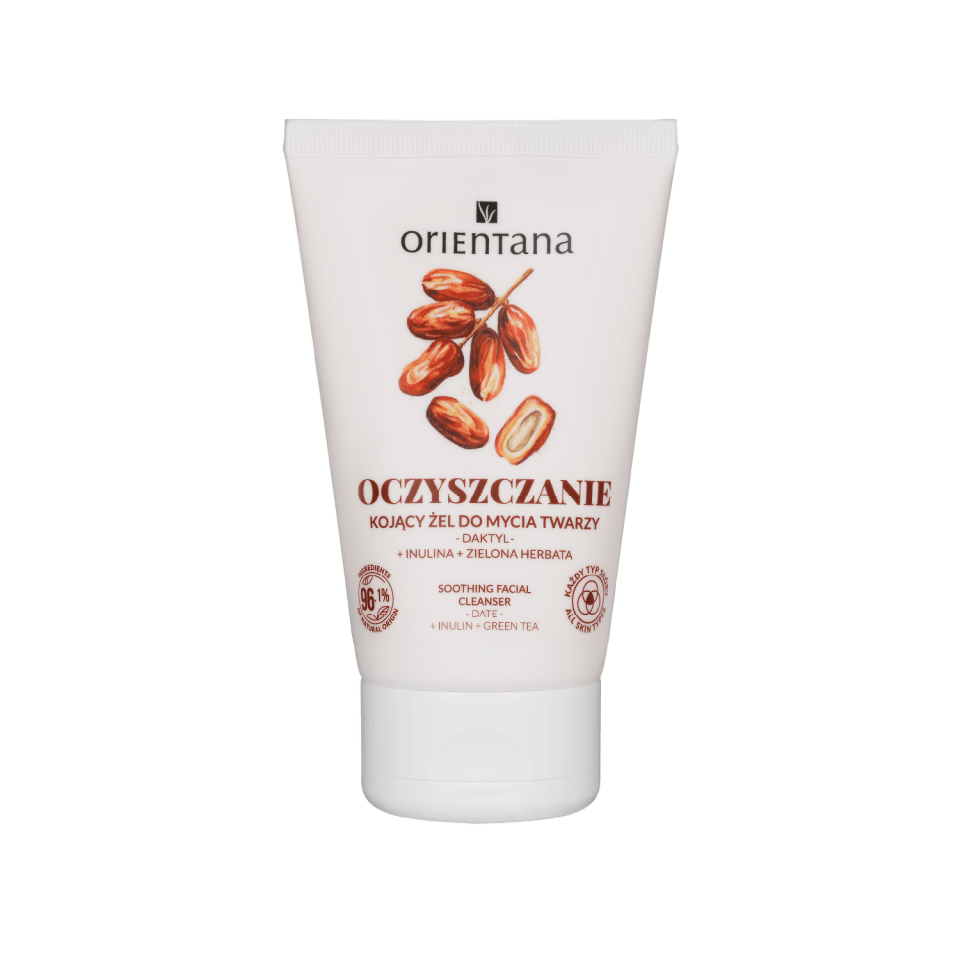 Kojący żel do mycia twarzy z inuliną, zieloną herbatą i daktylem 125 ml