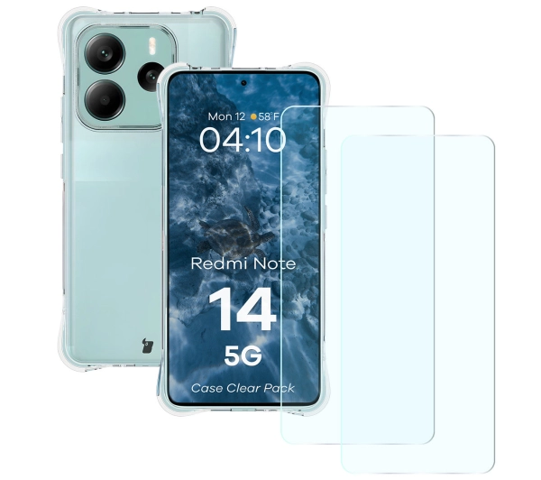 Bizon Elastyczne etui + 2x szkło hartowane Case Clear Pack do Xiaomi Redmi Note 14 5G