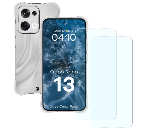 Bizon Elastyczne etui + 2x szkło hartowane Case Clear Pack do Oppo Reno13
