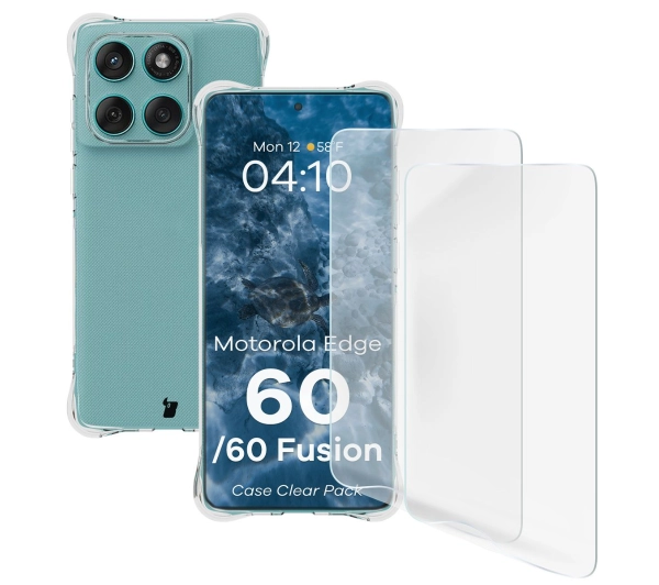 Bizon elastyczne etui Salpa + 2x folia na ekran Clear Pack do Motorola Edge 60 / Motorola Edge 60 Fusion