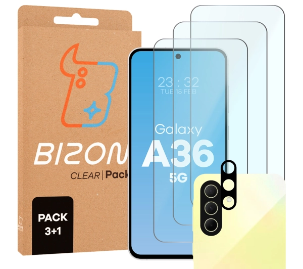 Bizon 3x Szkło hartowane + szybka na aparat Glass Clear 2 Pack do Galaxy A36 5G