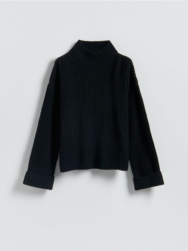 Reserved - Sweter z wełną - czarny