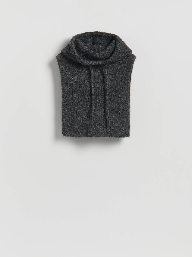 Reserved - Krótki kołnierz z kapturem - ciemnoszary