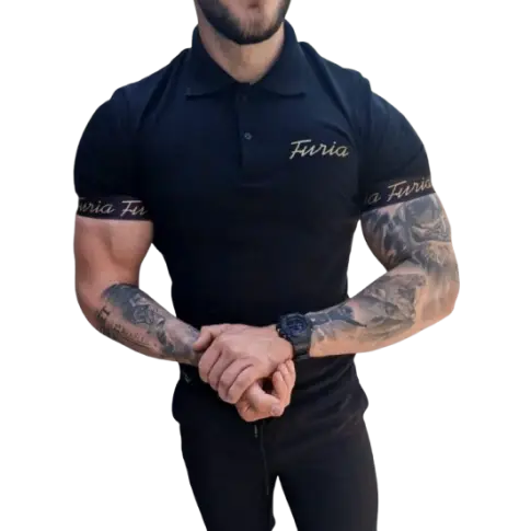 FURIA Koszulka Męska Polo Taśma Black/Gold