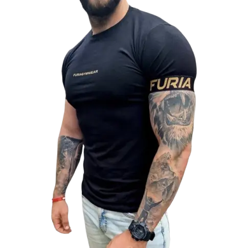 FURIA T-shirt Koszulka Męska Gym Wear Black/Gold