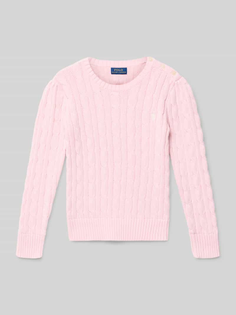 Sweter z dzianiny z wyhaftowanym logo