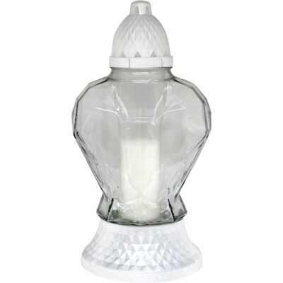 Znicz szklany serce LA U1325 14,5 x 16,5 x 30 cm biały