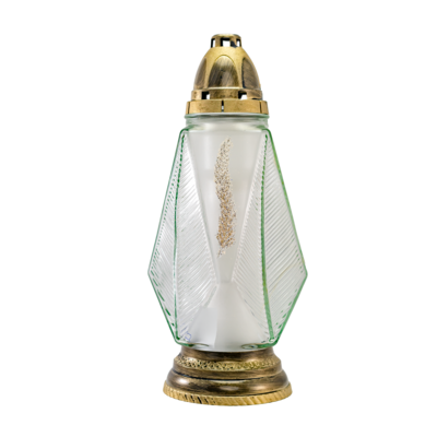 Znicz szklany Z 418 piórko 32 cm złoty
