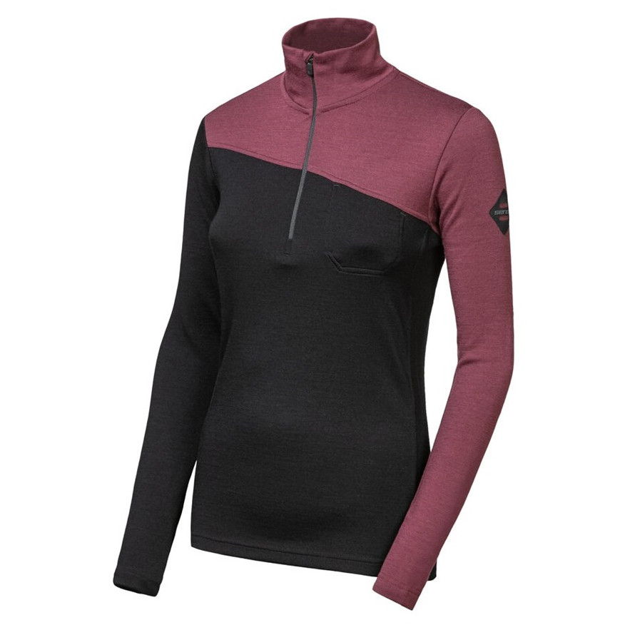 Bluza damska Sensor Merino Extreme Up zip Rozmiar: M / Kolor: czarny/czerwony