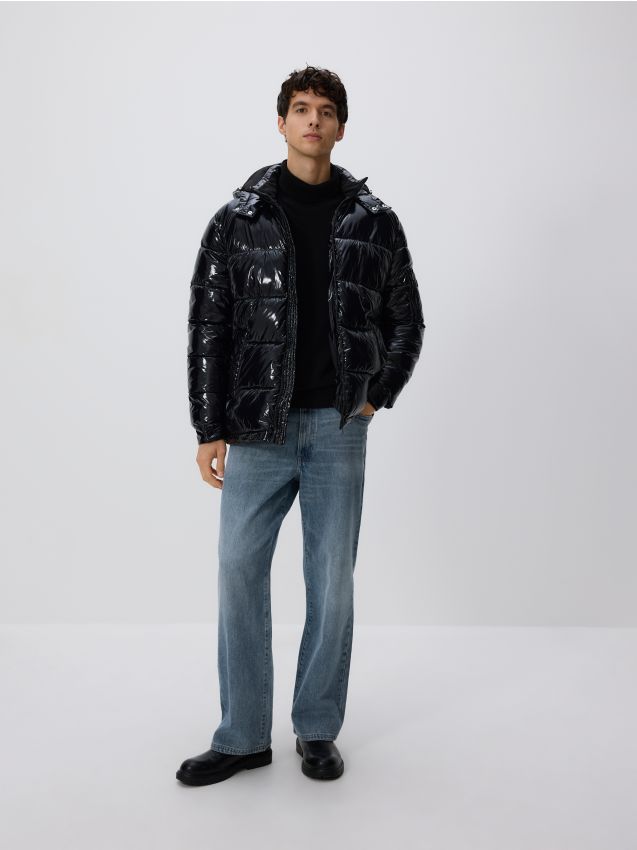 Reserved - Pikowana kurtka z kapturem - czarny