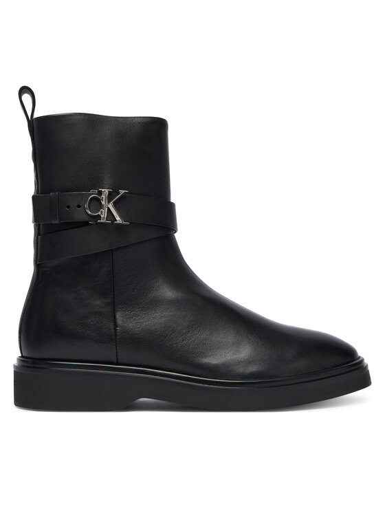 Calvin Klein Botki Ankle Boot W/ Metal Logo HW0HW02663 Czarny