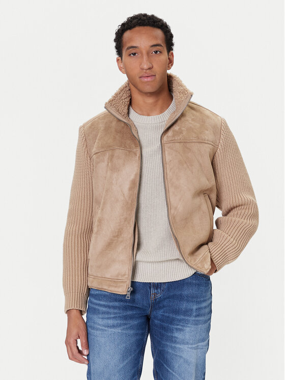 Guess Kurtka z imitacji skóry M5BR79 Z5570 Beżowy Regular Fit