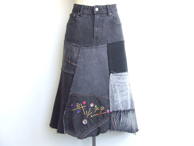 Czarna spódnica jeans r.44