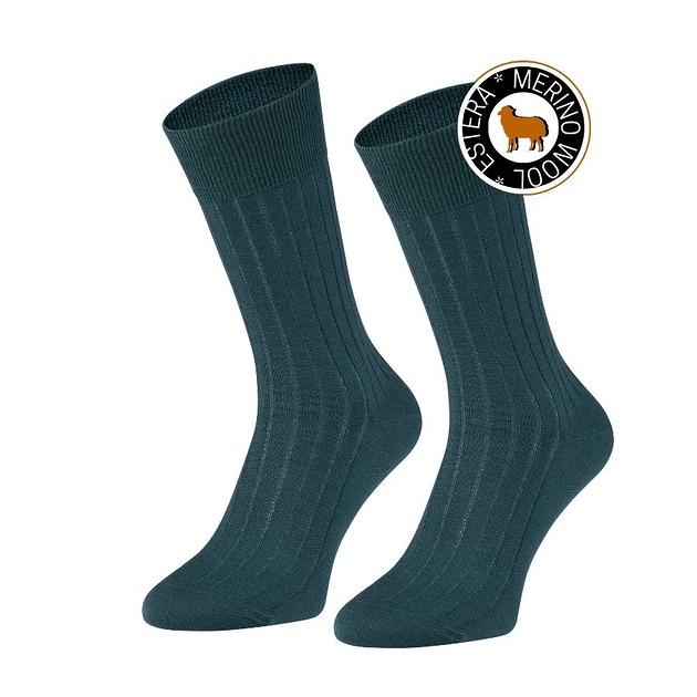 Zielone skarpety z wełny merynosa 94% merino