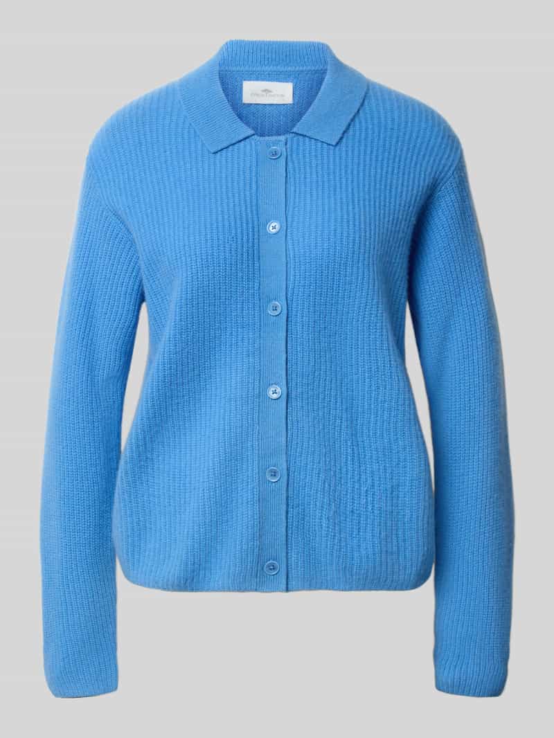 Kurtka z dzianiny z kaszmiru z wykładanym kołnierzem